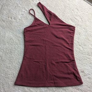 Express Asymmetrical Burgundy Tank Top - XS